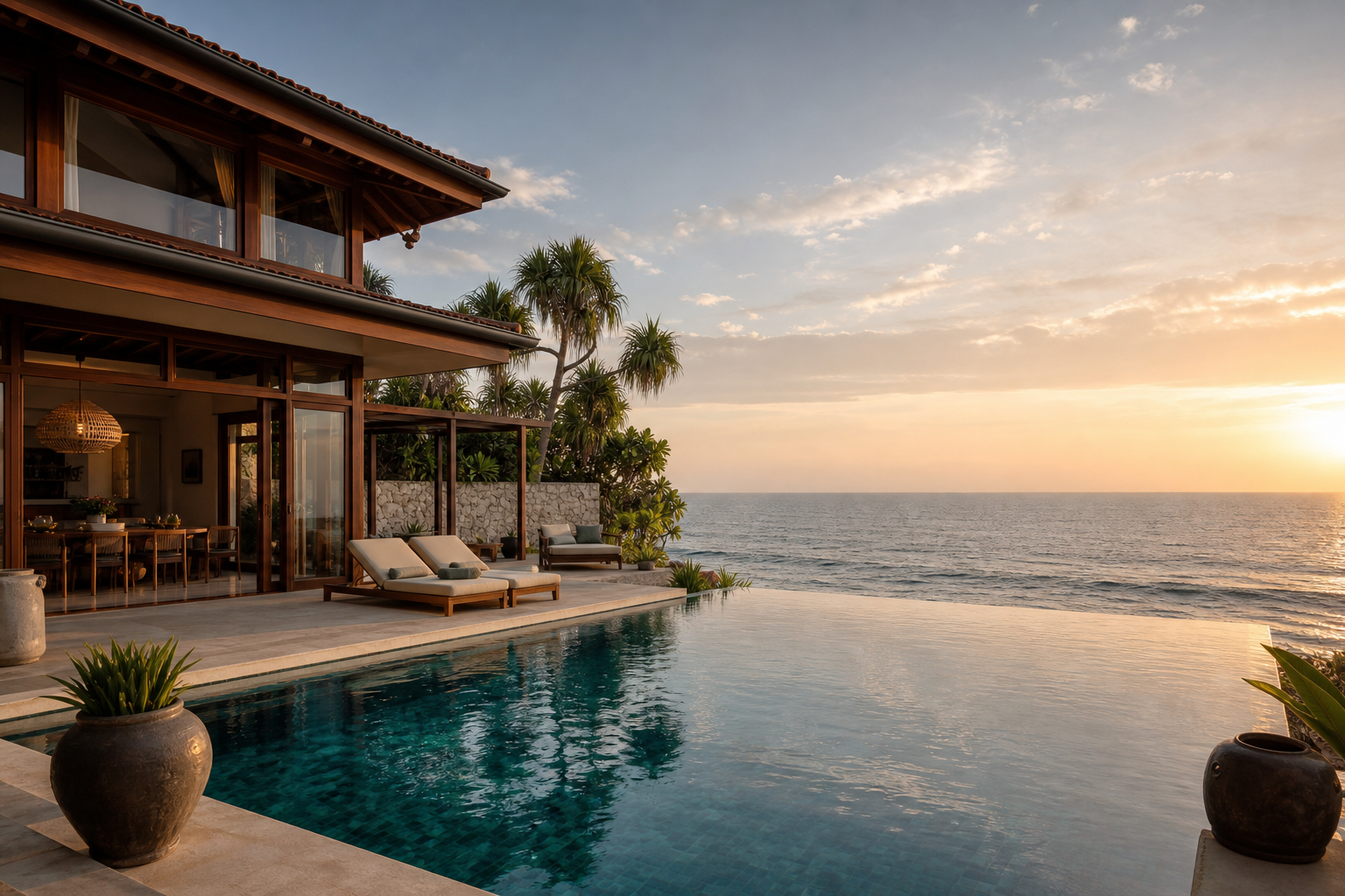 Oceanfront infinity pool at Garton's Cape